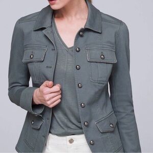 WHBM Slate Blue Jacket Coat with silver trim 00 xxs